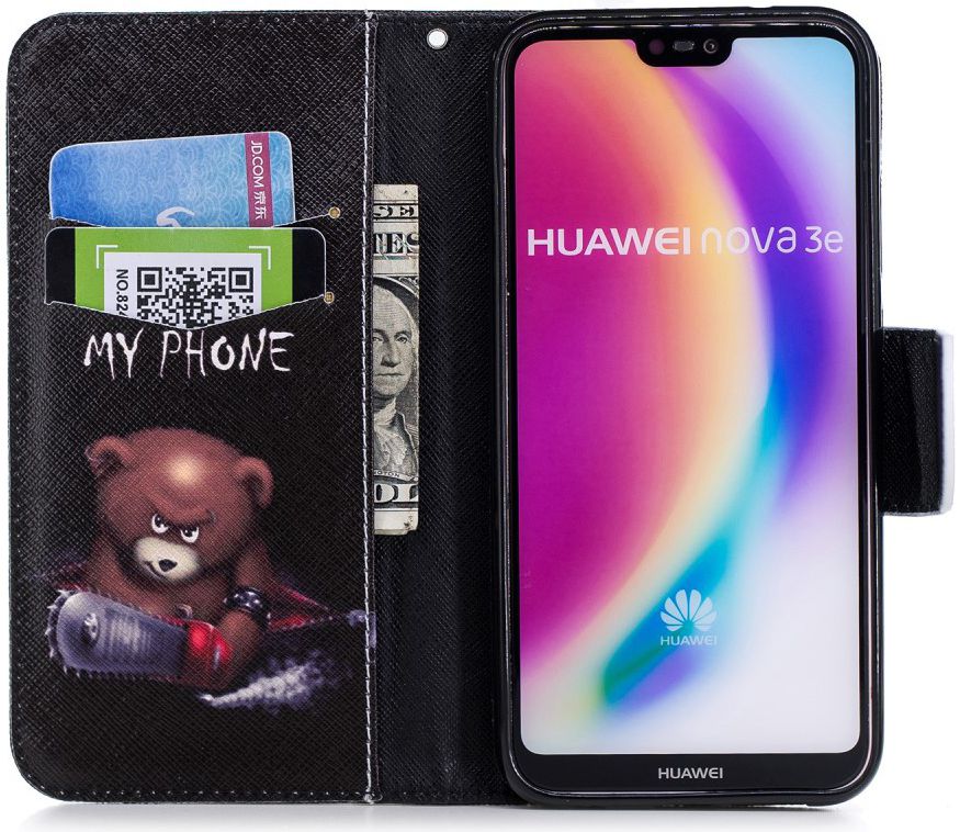 Huawei P20 Lite Portemonnee Hoesje met Don't Touch My Phone Print afbeelding 2