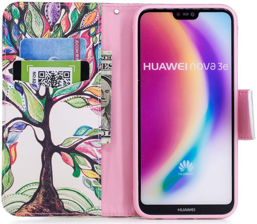 Huawei P20 Lite Portemonnee Hoesje met Tree Print afbeelding 2