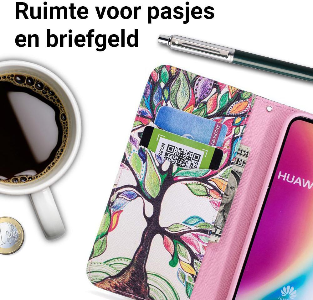 Huawei P20 Lite Portemonnee Hoesje met Vlinder Print afbeelding 3