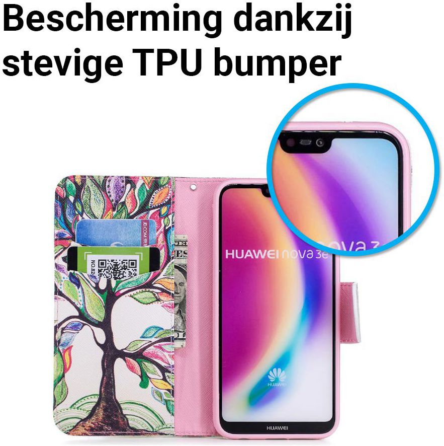 Huawei P20 Lite Portemonnee Hoesje met Vlinder Print afbeelding 5