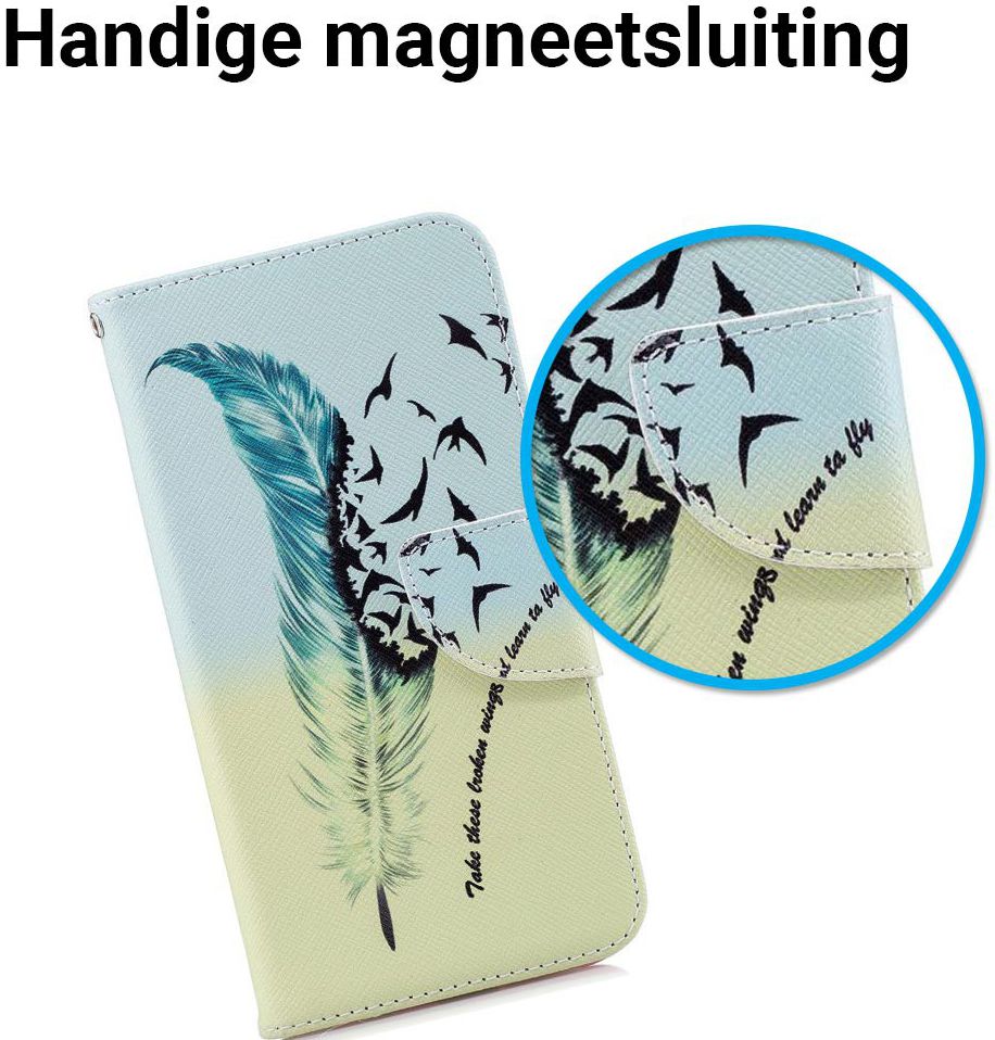 Huawei P20 Lite Portemonnee Hoesje met Feathers Print afbeelding 3