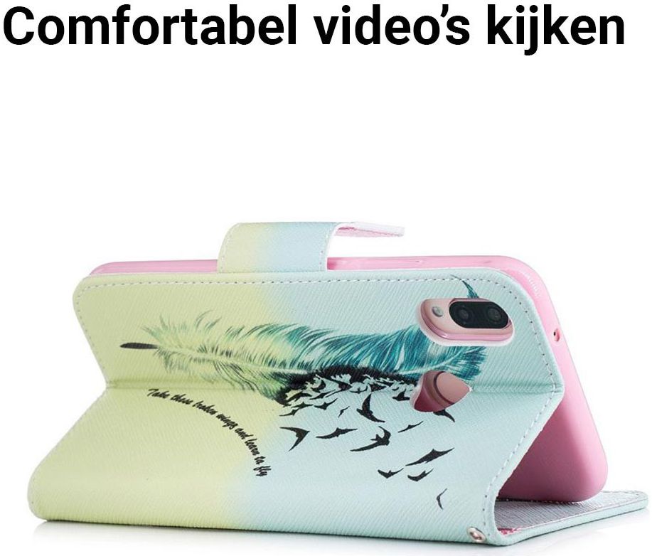 Huawei P20 Lite Portemonnee Hoesje met Feathers Print afbeelding 5