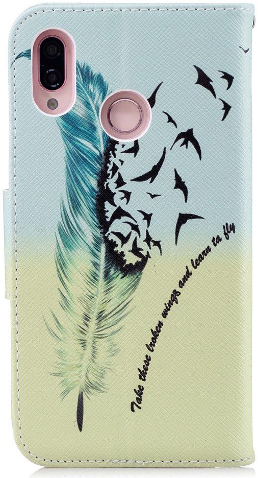 Huawei P20 Lite Portemonnee Hoesje met Feathers Print afbeelding 7