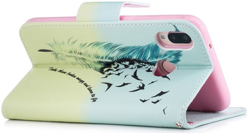 Huawei P20 Lite Portemonnee Hoesje met Feathers Print afbeelding 8