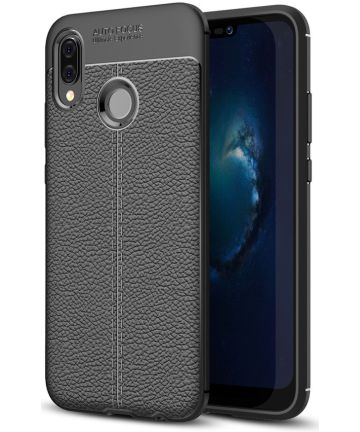 Huawei P20 Lite Rugged Armor Brushed TPU Hoesje Zwart Hoesjes