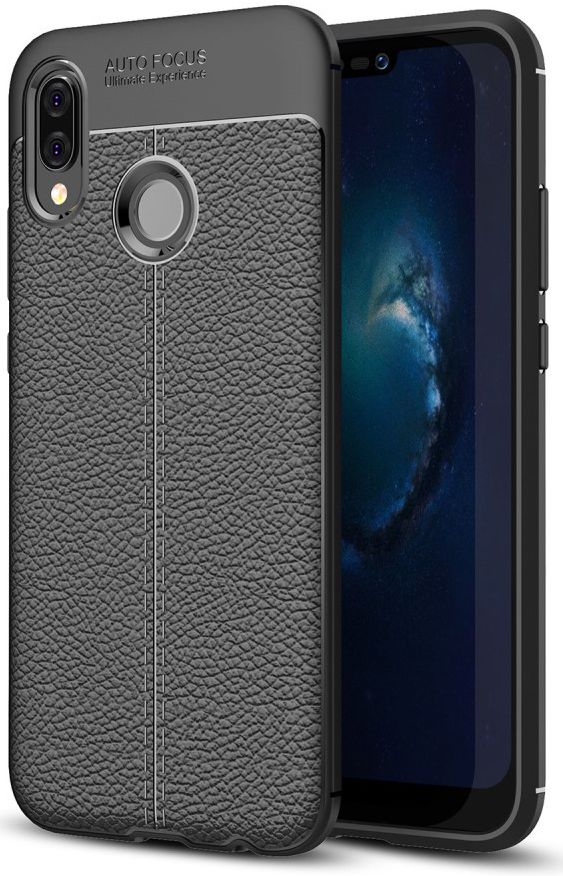 Huawei P20 Lite Rugged Armor Brushed TPU Hoesje Zwart afbeelding 1