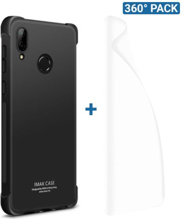 IMAK Huawei P20 Lite Hoesje TPU met Screenprotector Metaal Zwart Hoesjes