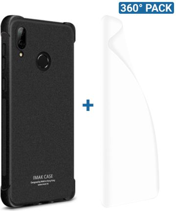 IMAK Huawei P20 Lite Hoesje TPU met Screenprotector Matte Zwart Hoesjes