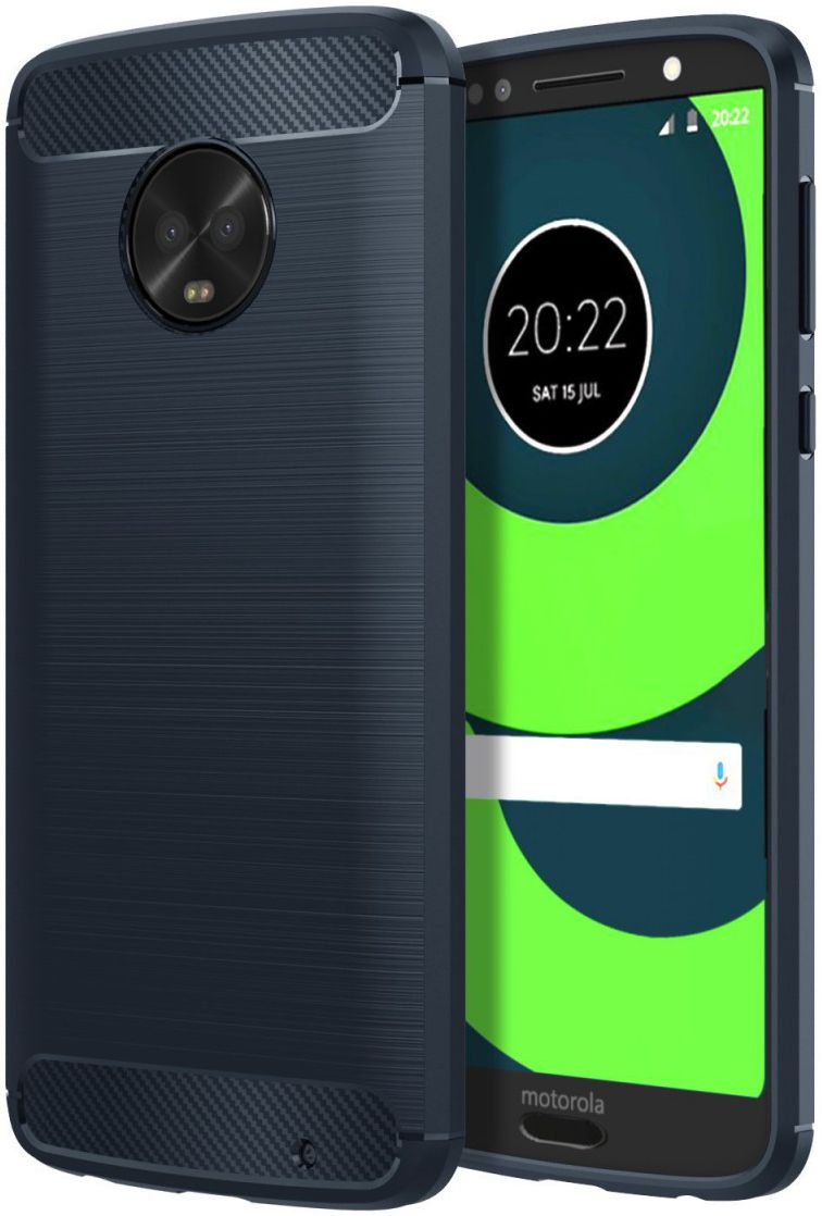 Motorola Moto G6 Plus Geborsteld TPU Hoesje Blauw afbeelding 1
