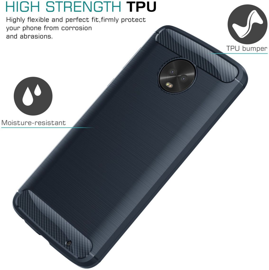 Motorola Moto G6 Plus Geborsteld TPU Hoesje Blauw afbeelding 2