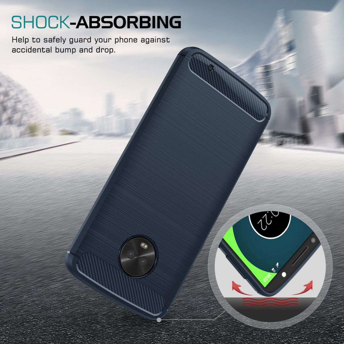 Motorola Moto G6 Plus Geborsteld TPU Hoesje Blauw afbeelding 7