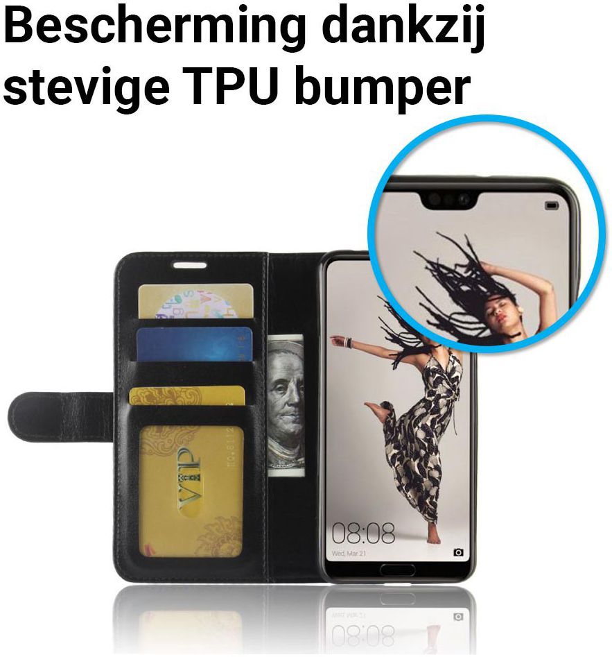 Huawei P20 Pro Portemonnee Hoesje Zwart afbeelding 5