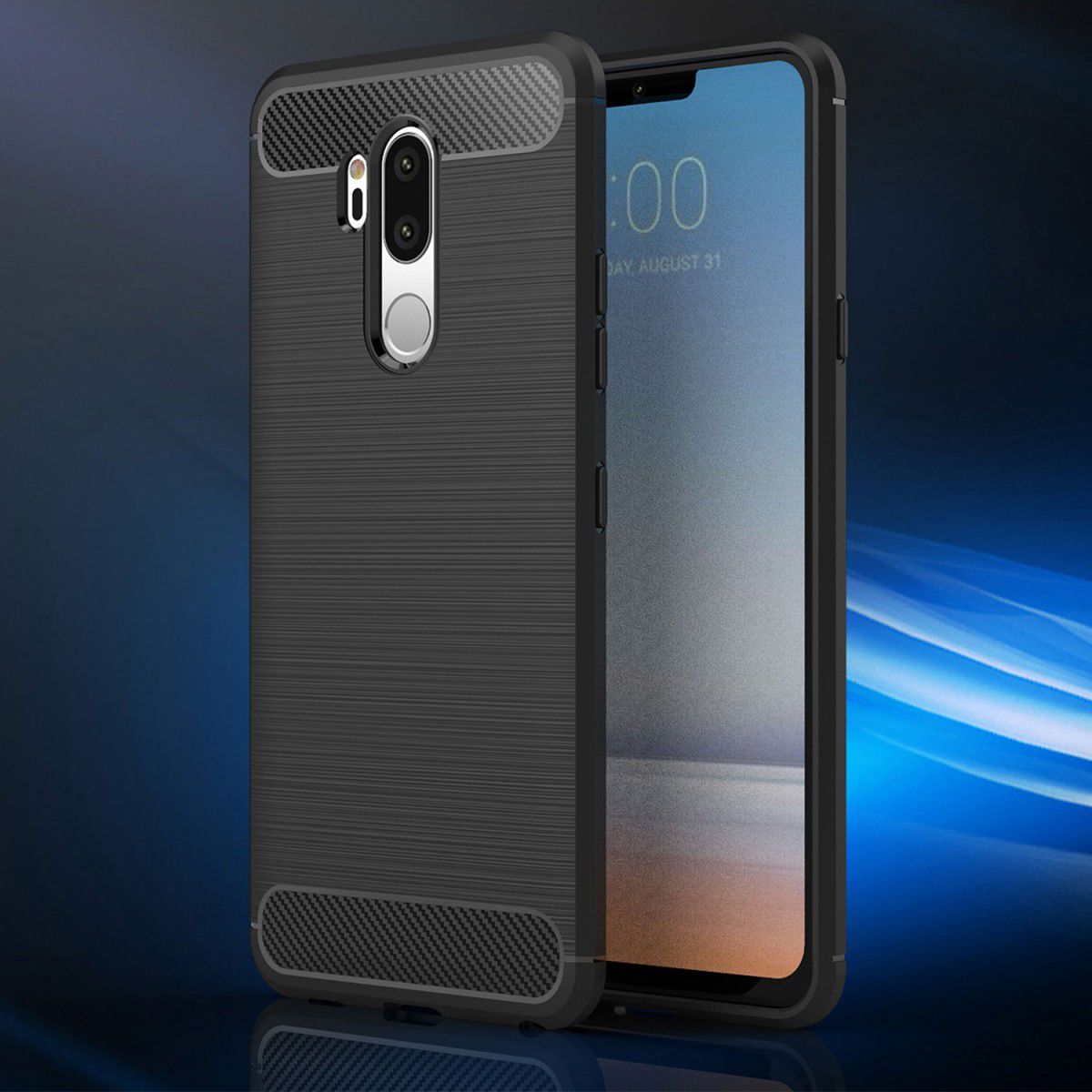 LG G7 Geborsteld TPU Hoesje Zwart afbeelding 5