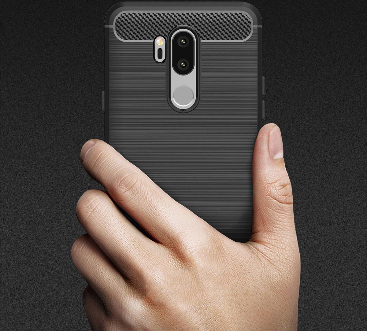 LG G7 Geborsteld TPU Hoesje Zwart afbeelding 9