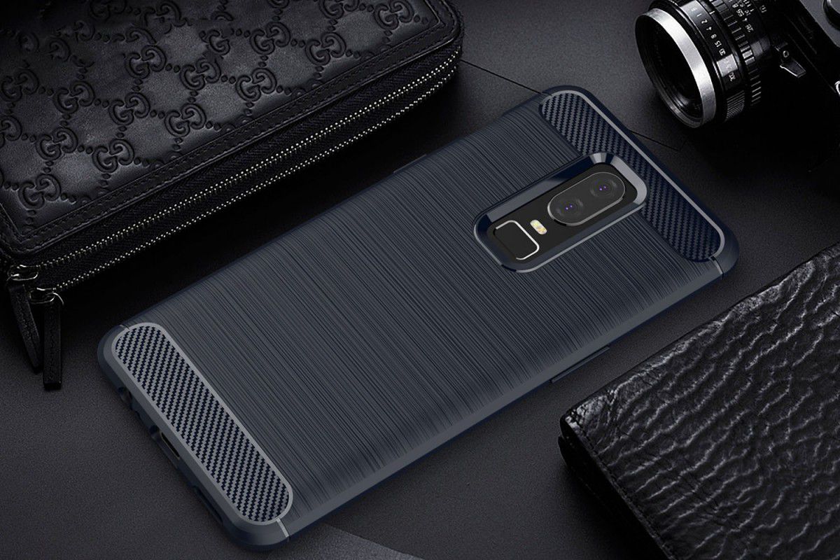 OnePlus 6 Geborsteld TPU Hoesje Blauw afbeelding 2