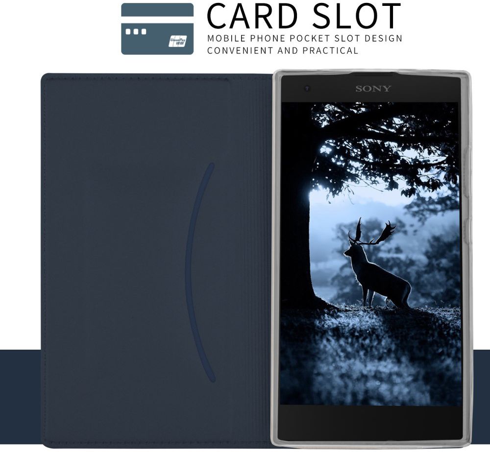 Sony Xperia L2 Flip Hoesje met Kaart Houder Donker blauw afbeelding 2