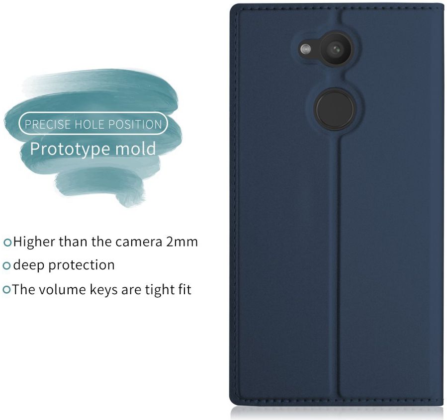 Sony Xperia L2 Flip Hoesje met Kaart Houder Donker blauw afbeelding 3