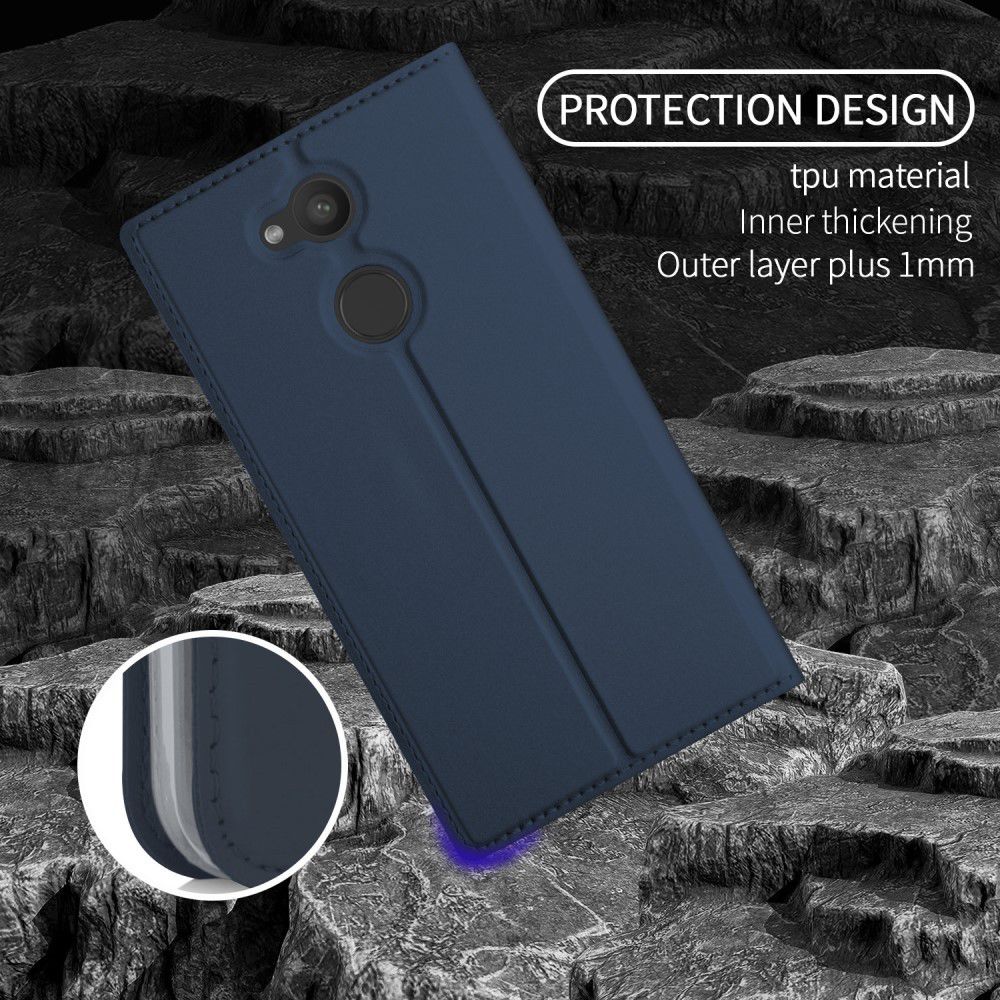 Sony Xperia L2 Flip Hoesje met Kaart Houder Donker blauw afbeelding 7