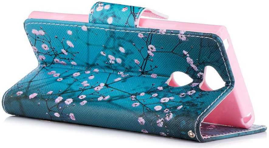 Sony Xperia XA2 Lederen Portemonnee Hoesje met Pink Flowers Print afbeelding 3
