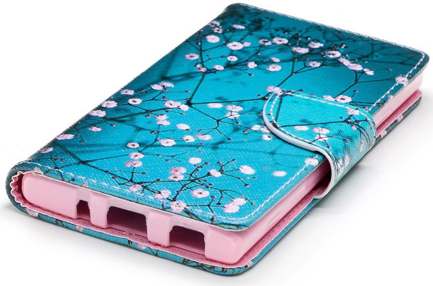 Sony Xperia XA2 Lederen Portemonnee Hoesje met Pink Flowers Print afbeelding 5