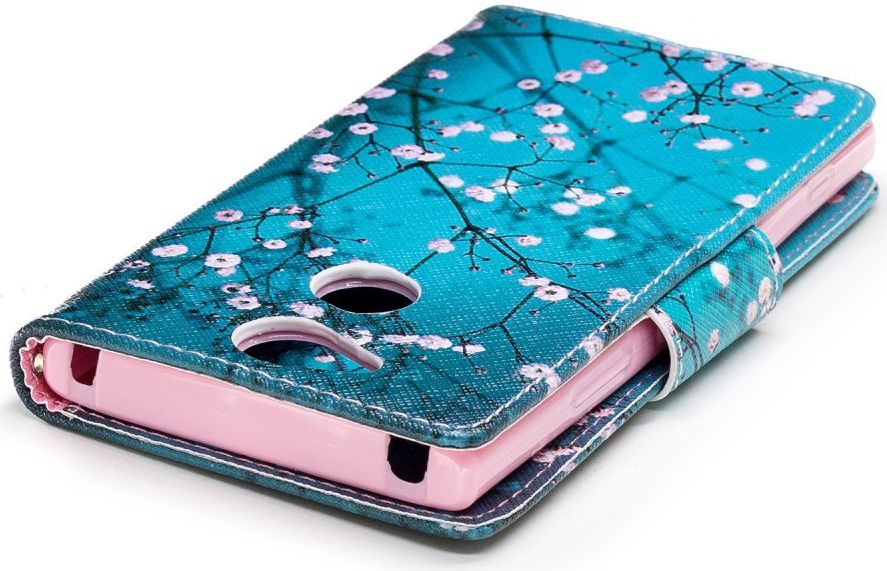Sony Xperia XA2 Lederen Portemonnee Hoesje met Pink Flowers Print afbeelding 6