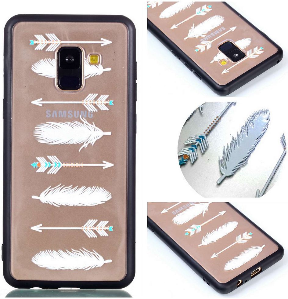 Samsung Galaxy A8 (2018) Hybrid Armor Back Cover met Feathers Print afbeelding 3