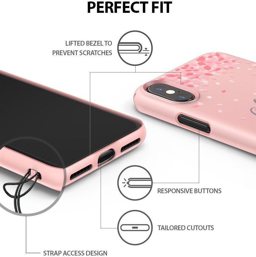 Ringke Design Slim Apple iPhone X Cherry Blossom Peach Pink afbeelding 2