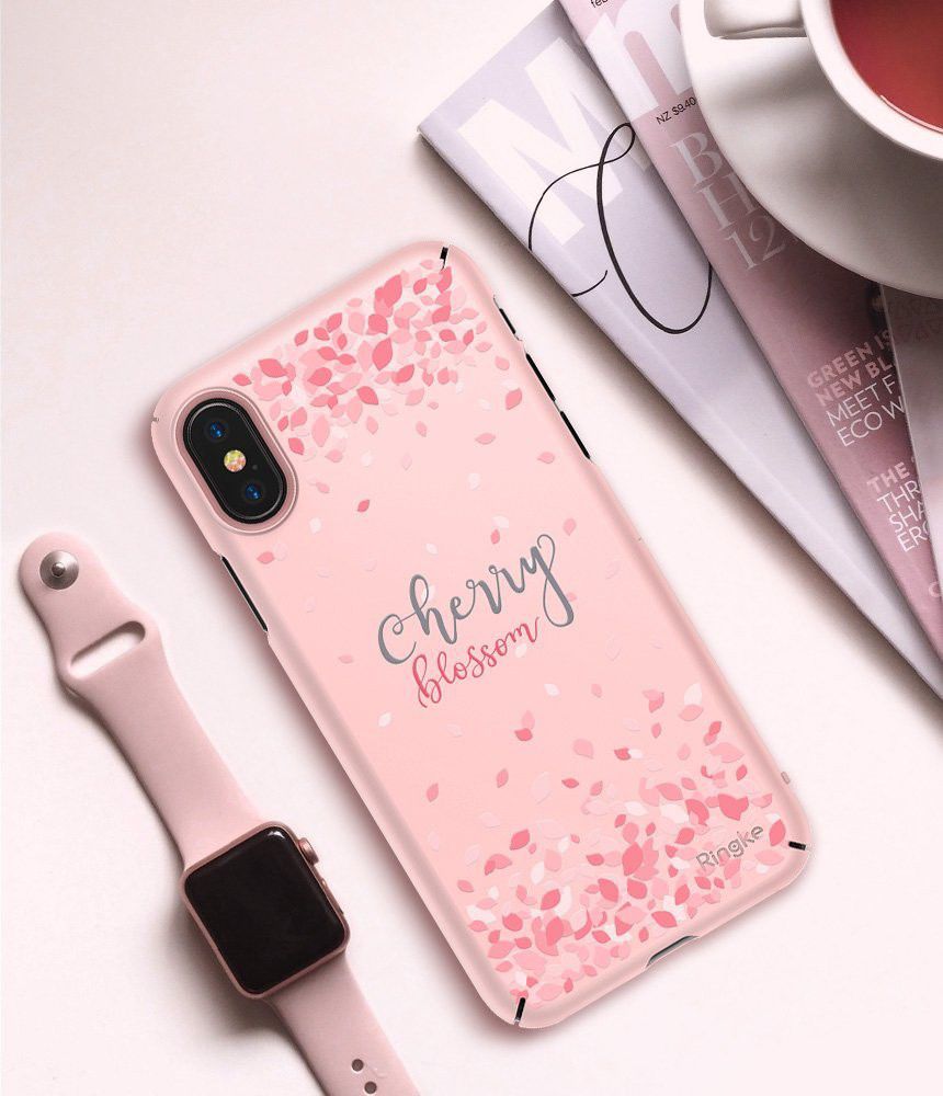 Ringke Design Slim Apple iPhone X Cherry Blossom Peach Pink afbeelding 8