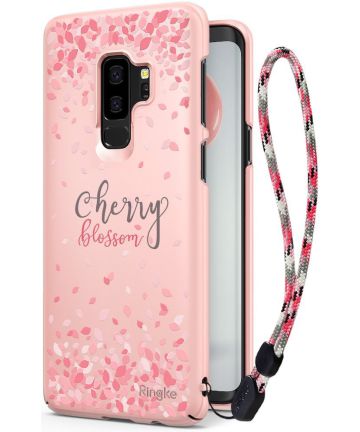 Ringke Design Slim Samsung Galaxy S9 Plus Cherry Blossom Peach Pink Hoesjes