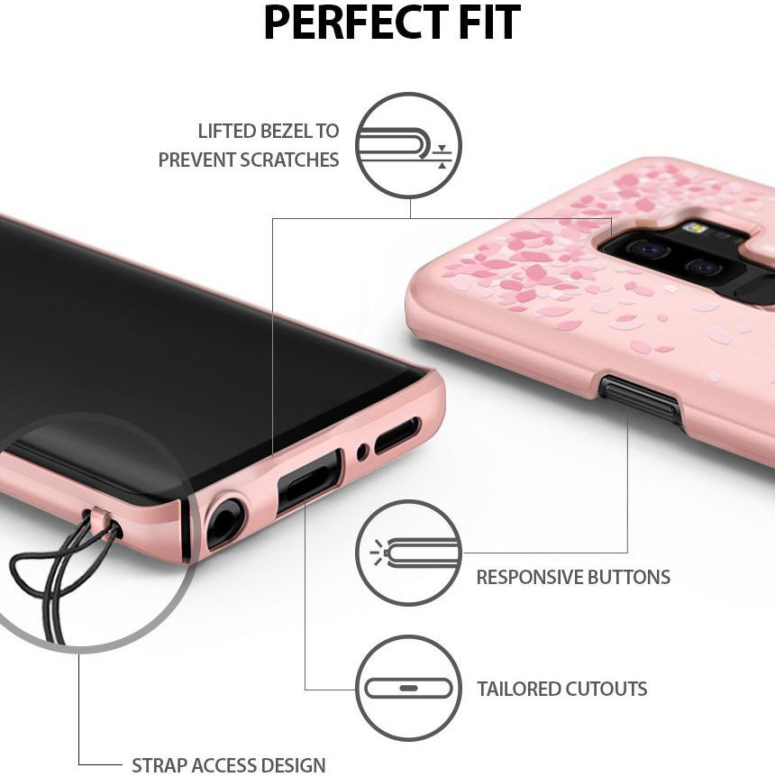 Ringke Design Slim Samsung Galaxy S9 Plus Cherry Blossom Peach Pink afbeelding 2