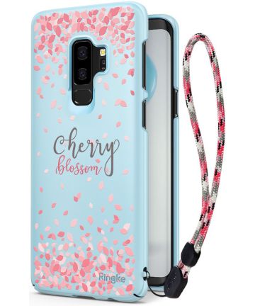 Ringke Design Slim Samsung Galaxy S9 Plus Cherry Blossom Sky Blue Hoesjes