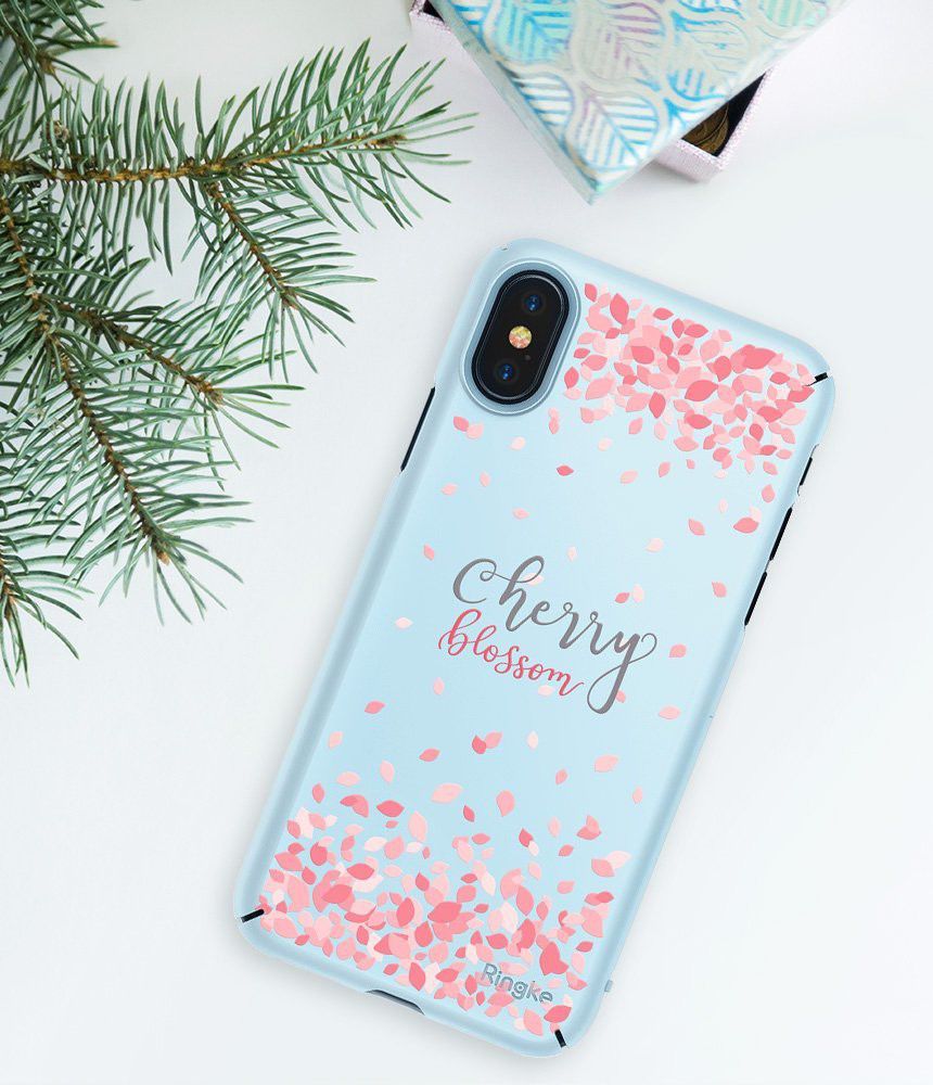 Ringke Design Slim Apple iPhone X Cherry Blossom Sky Blue afbeelding 8