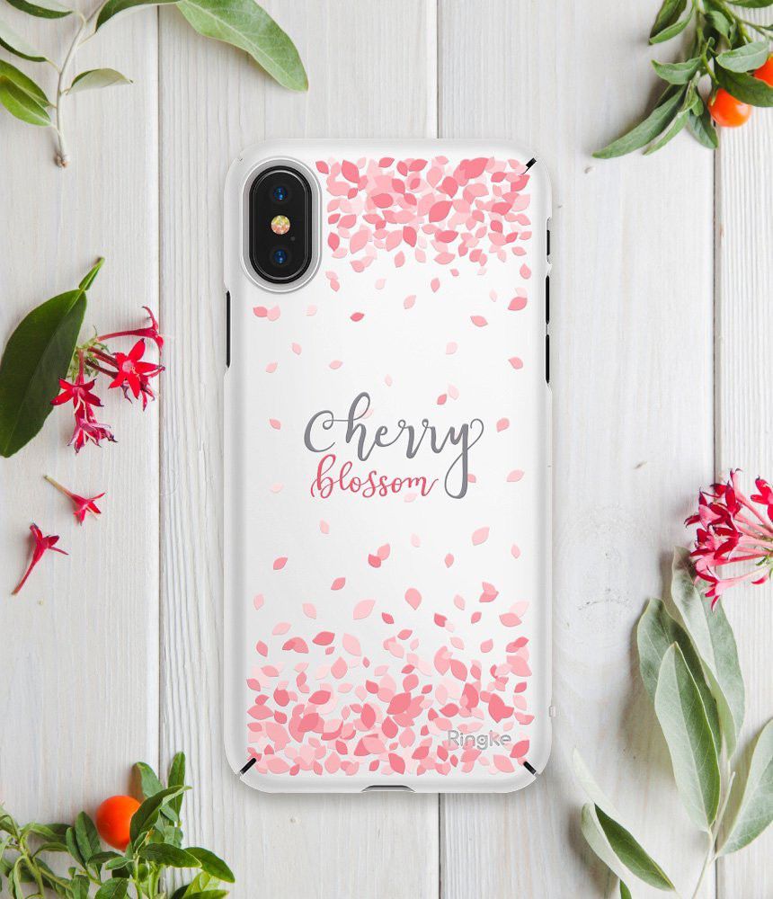 Ringke Design Slim Apple iPhone X Cherry Blossom White afbeelding 7