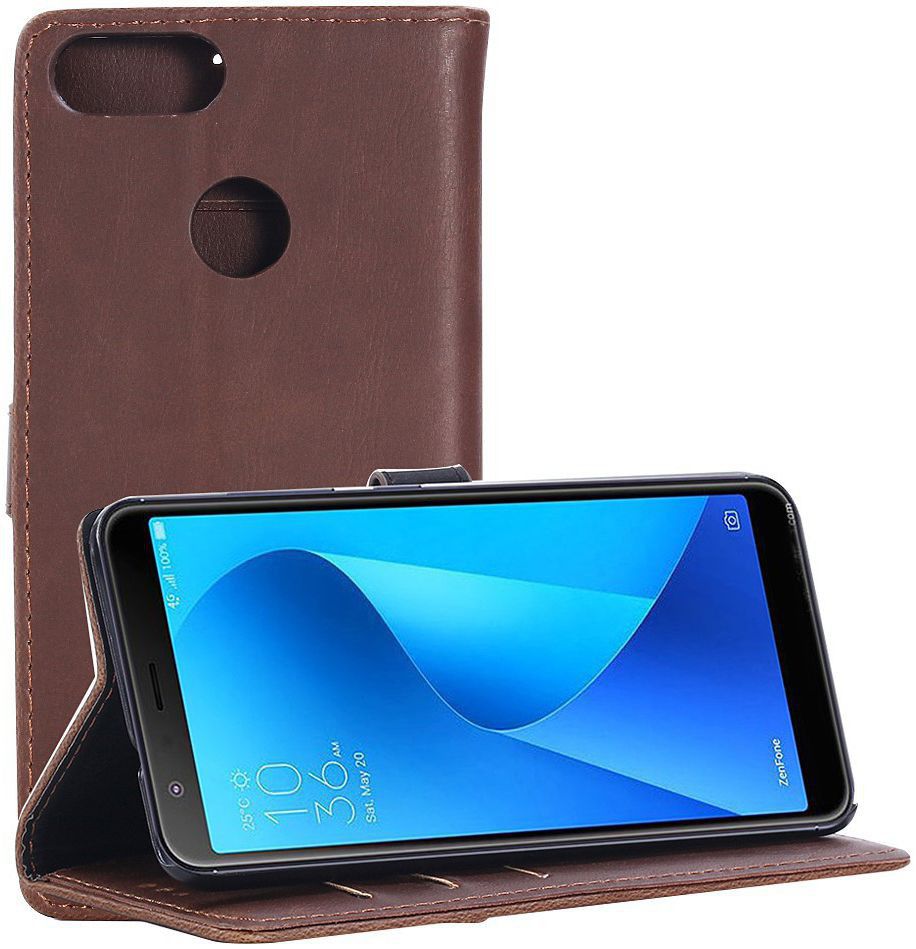Asus Zenfone Max Plus Retro Portemonnee Hoesje Donkerbruin afbeelding 4