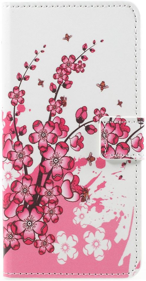 Samsung Galaxy A8 2018 Wallet Case Hoesje met Print bloesems afbeelding 1