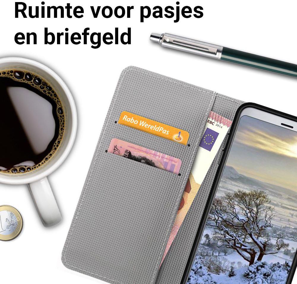 Samsung Galaxy A8 2018 Wallet Case Hoesje met Print bloesems afbeelding 4