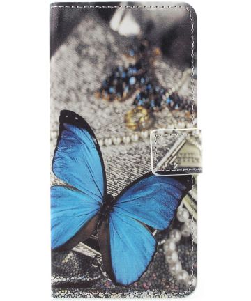 Samsung Galaxy A8 2018 Wallet Case Hoesje met print vlinder Hoesjes