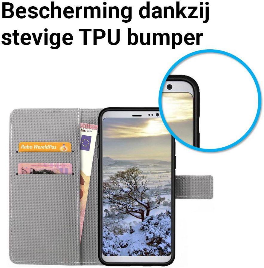 Samsung Galaxy A8 2018 Wallet Case Hoesje met print vlinder afbeelding 5