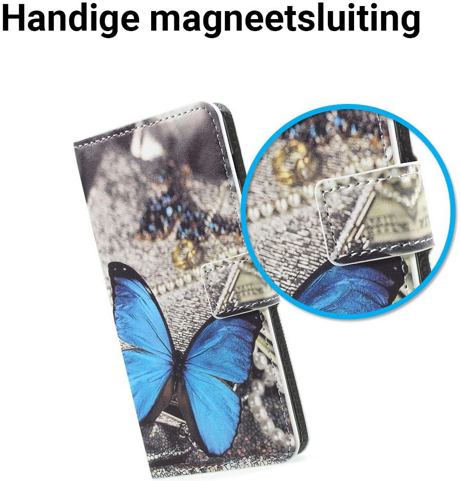 Samsung Galaxy A8 2018 Wallet Case Hoesje met print vlinder afbeelding 3