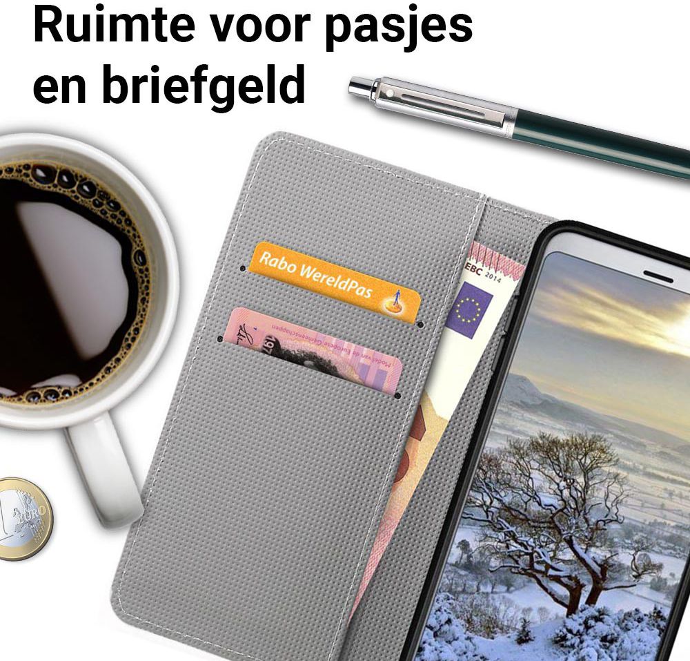 Samsung Galaxy A8 2018 Wallet Case Hoesje met print vlinder afbeelding 4