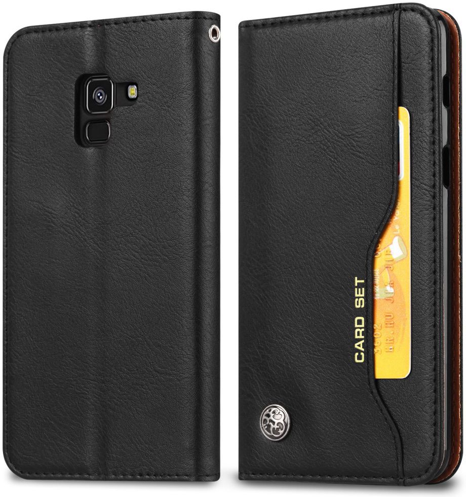 Samsung Galaxy A8 (2018) Luxe Portemonnee Hoesje Zwart afbeelding 2