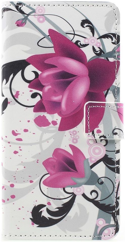 Samsung Galaxy A8 2018 Wallet Case Hoesje met print lotus afbeelding 1