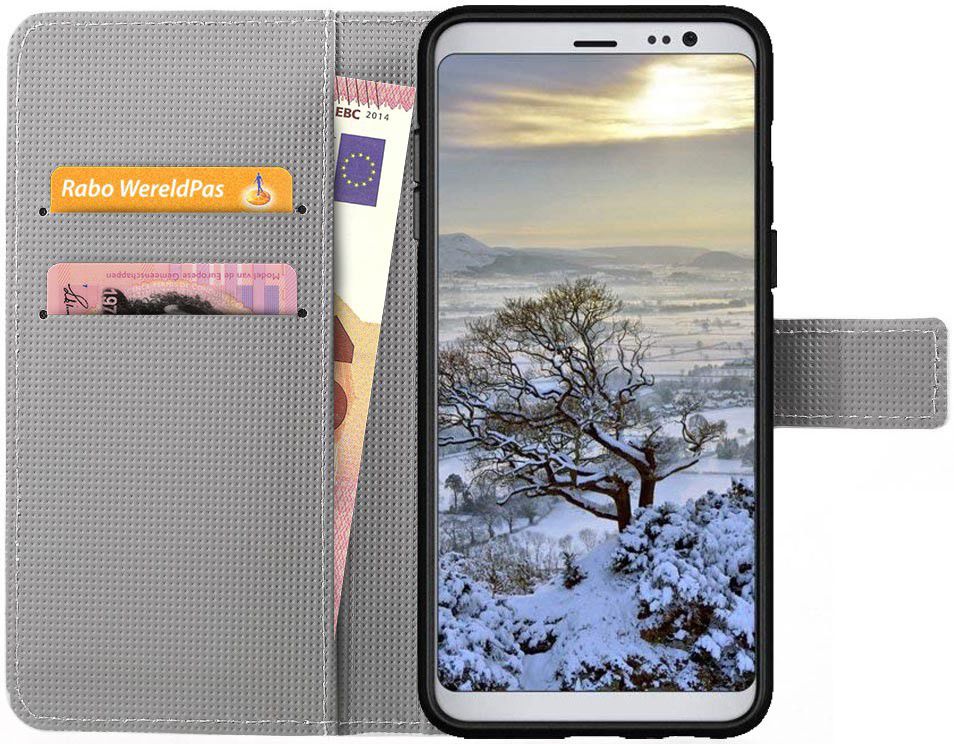 Samsung Galaxy A8 2018 Wallet Case Hoesje met print lotus afbeelding 2