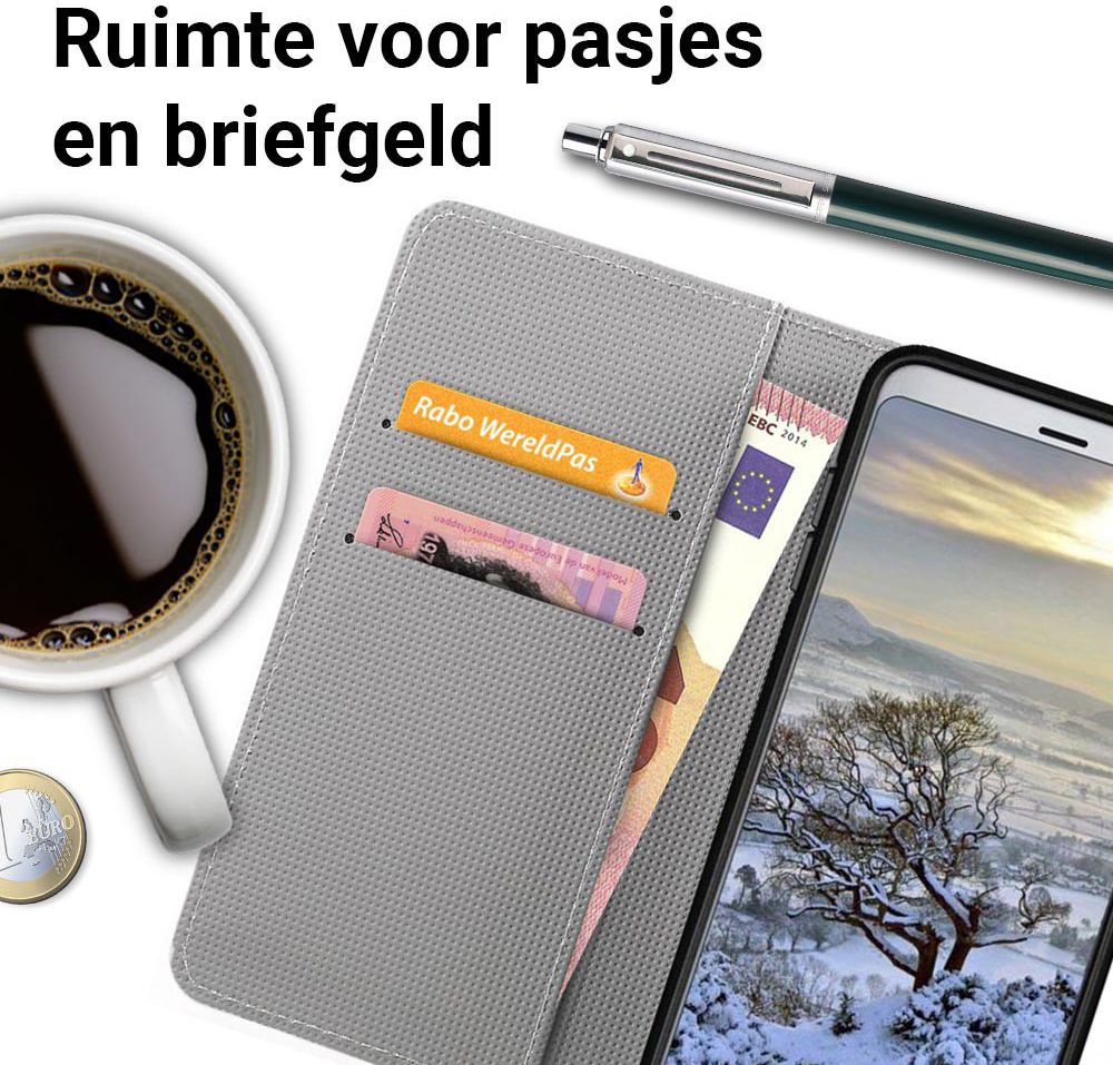 Samsung Galaxy A8 2018 Wallet Case Hoesje met print lotus afbeelding 4