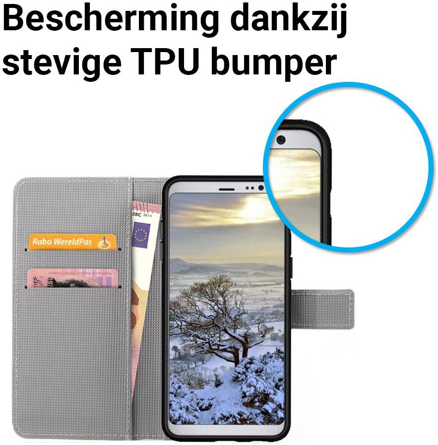 Samsung Galaxy A8 2018 Wallet Case Hoesje met print lotus afbeelding 5