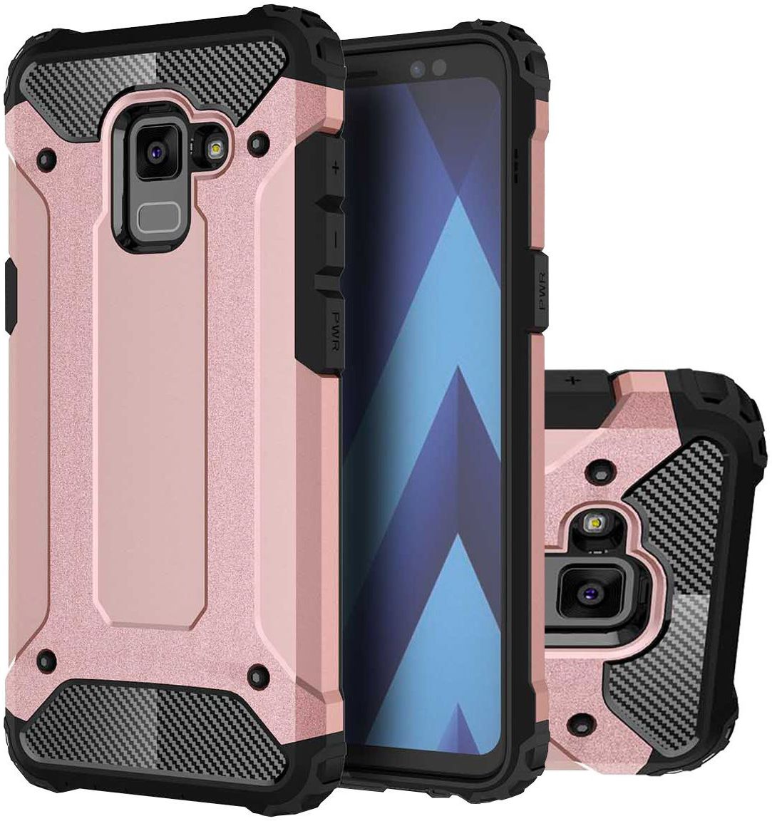 Samsung Galaxy A8 (2018) Hybride Hoesje Rose Goud afbeelding 2