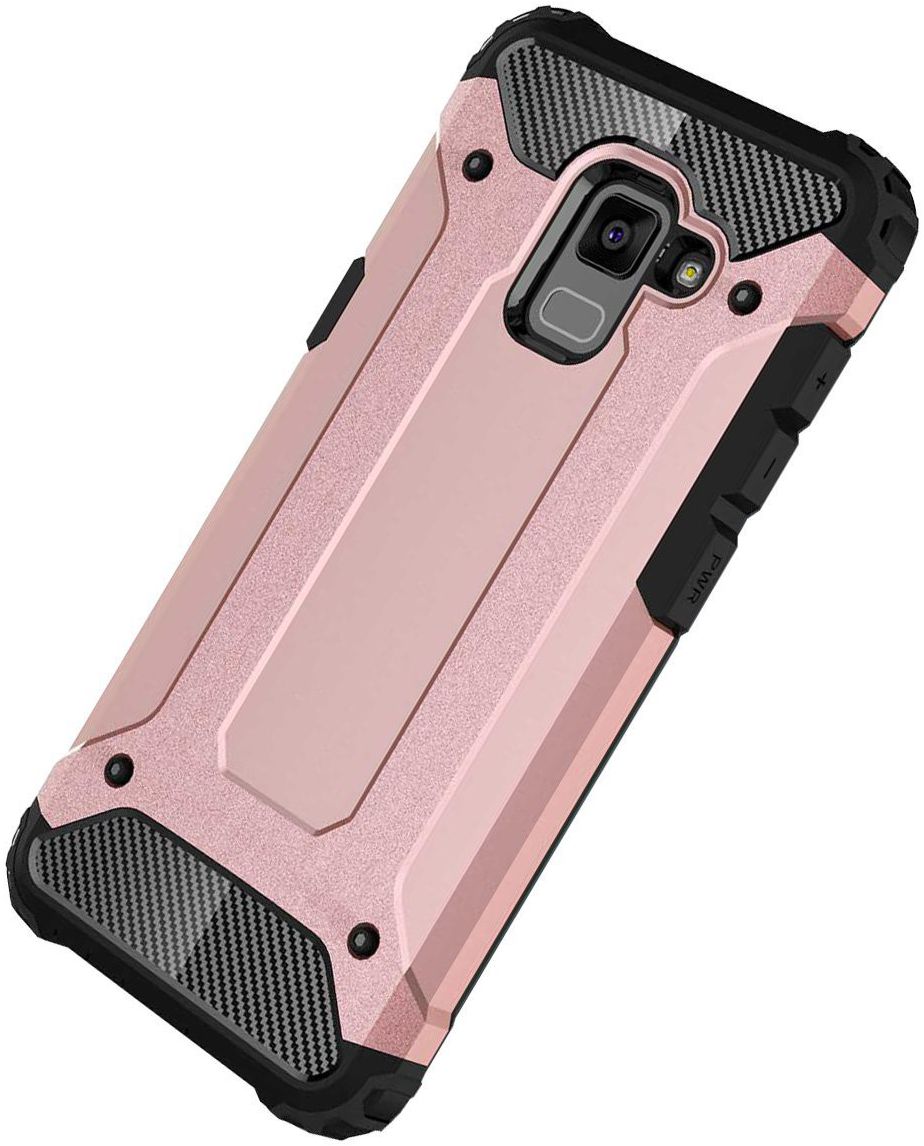 Samsung Galaxy A8 (2018) Hybride Hoesje Rose Goud afbeelding 4