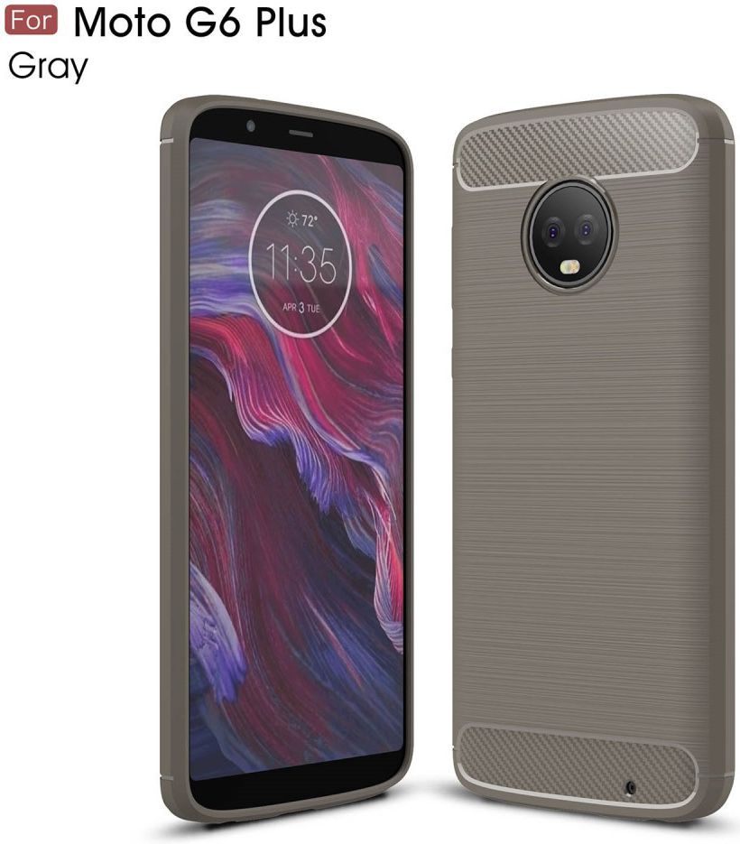 Motorola Moto G6 Plus Geborsteld TPU Hoesje Grijs afbeelding 4