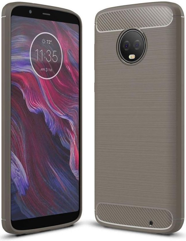 Motorola Moto G6 Plus Geborsteld TPU Hoesje Grijs afbeelding 1