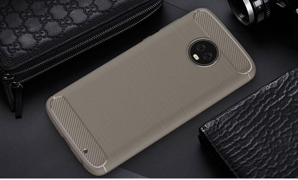 Motorola Moto G6 Plus Geborsteld TPU Hoesje Grijs afbeelding 2